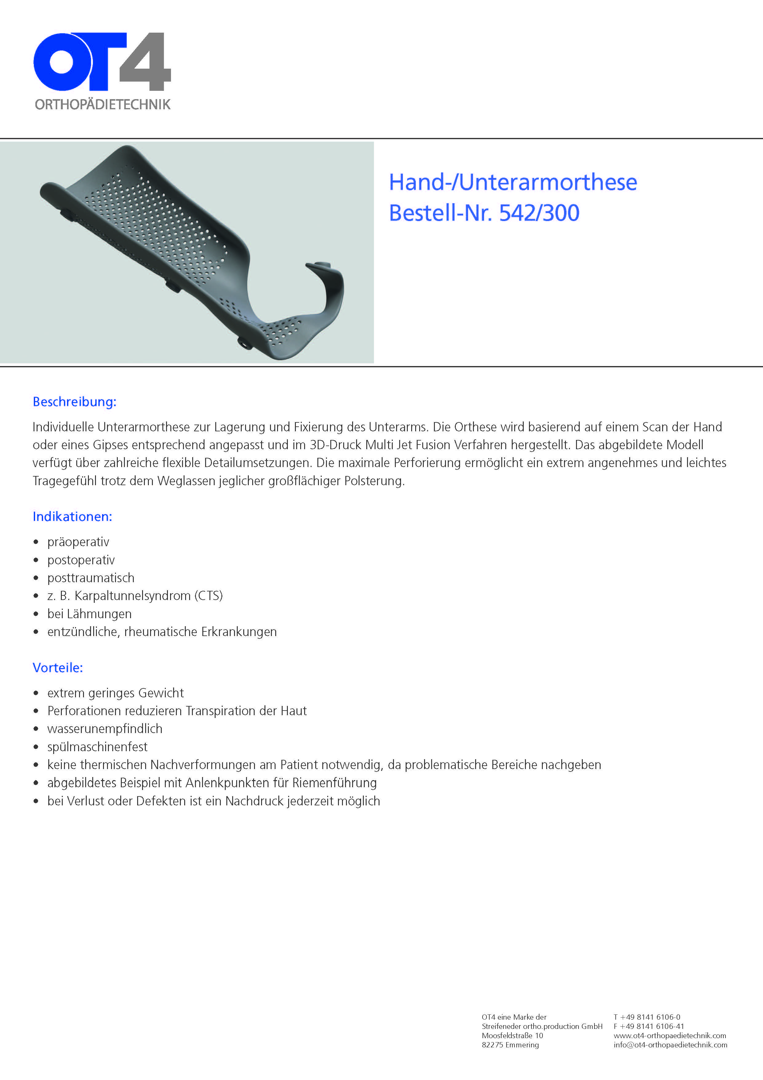 Hand-/Unterarmorthese